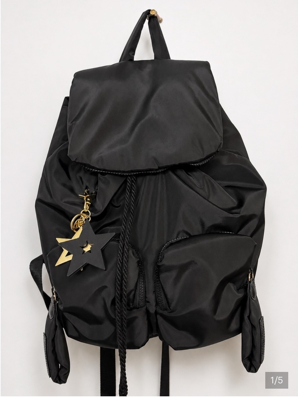 See by Chloe Black Nylon Backpack with Star Charm